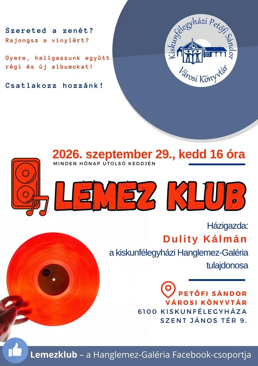 Lemez Klub — Petőfi Sándor Városi Könyvtár, Kiskunfélegyháza