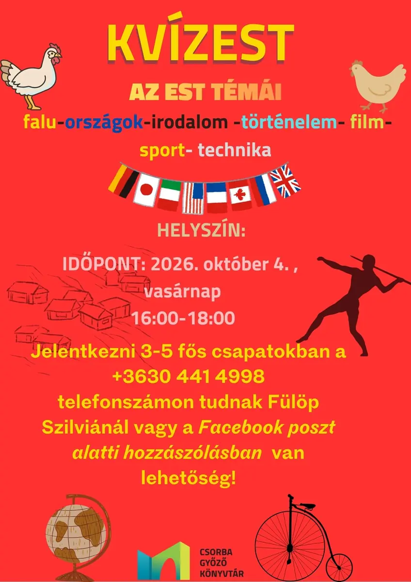Kvízest okt. 4. 16:00 — Zengővárkony, Zengővárkony