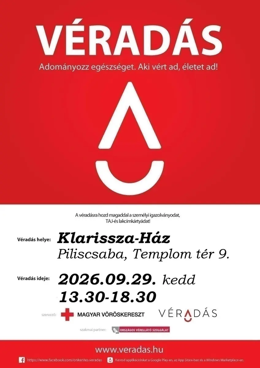 Véradás szeptemberben — Piliscsaba, Piliscsaba