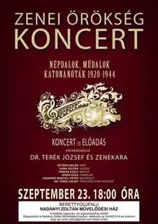 Zenei Örökség koncert és előadás-népdalok, műdalok, katonanóták 1920-1944