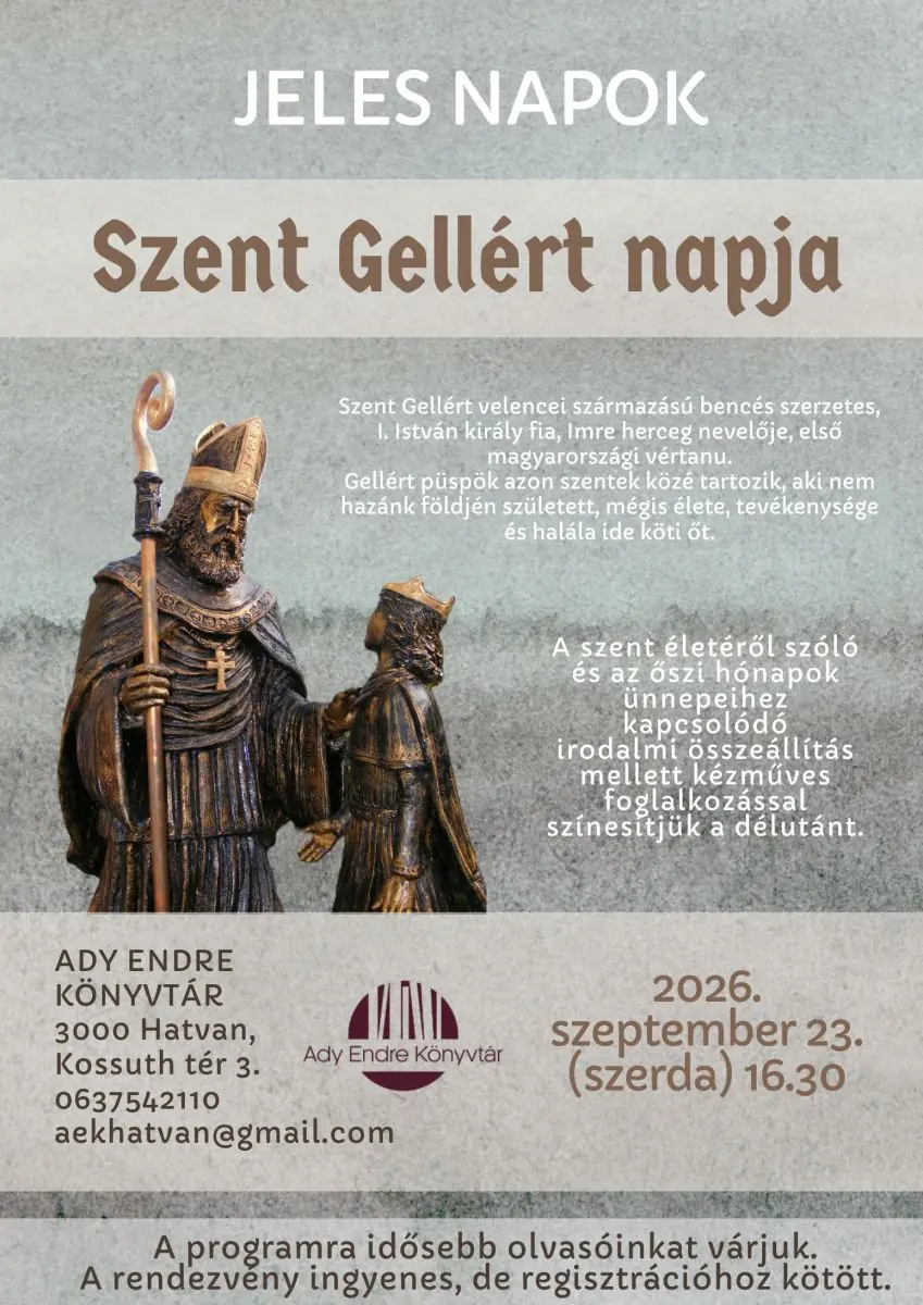 Jeles napok - Szent Gellért napja · Ady Endre Könyvtár, Hatvan