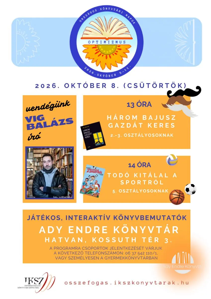 A könyvtár vendége: Vig Balázs meseíró — Ady Endre Könyvtár, Hatvan