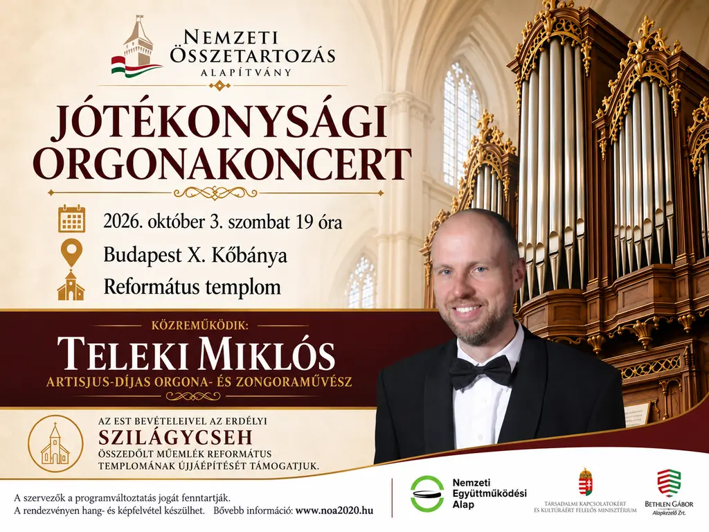 Jótékonysági orgonakoncert Kőbányán – zene egy nemes ügy szolgálatában — Kőbányai Református Egyházközség, Budapest