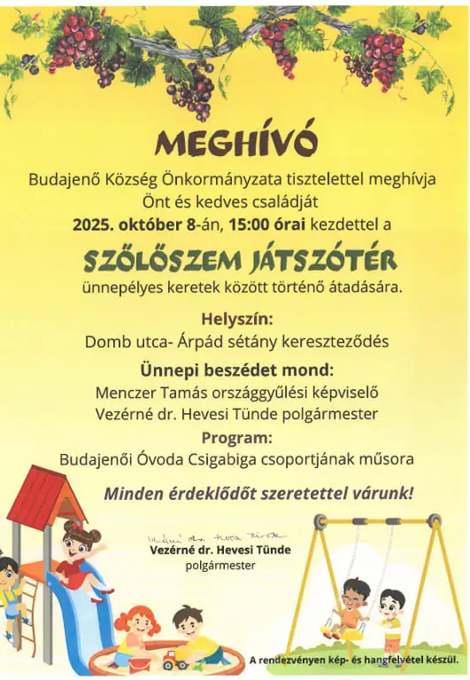 Szőlőszem játszótér megnyitó — Budajenő, Budajenő