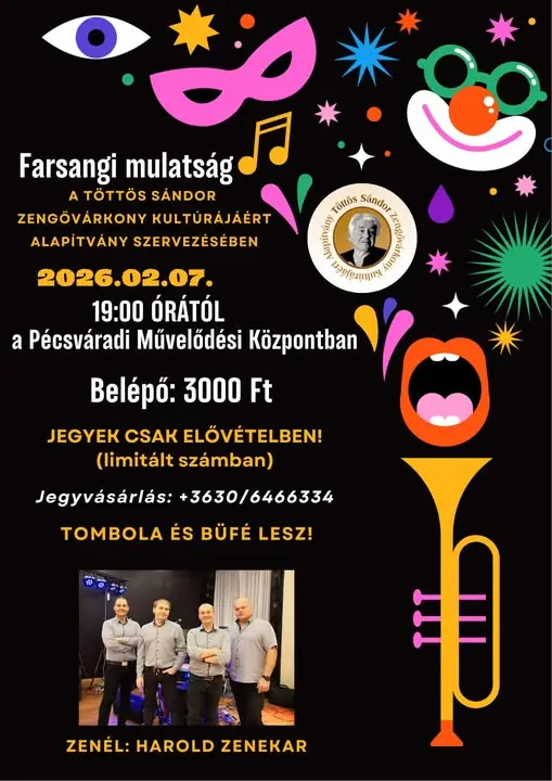 Farsangi bál 2026. február 7. · Zengővárkony, Zengővárkony