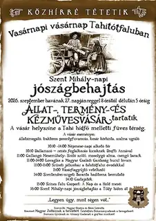 Vasárnapi vásárnap Tahitótfaluban 2026. szeptember 27.