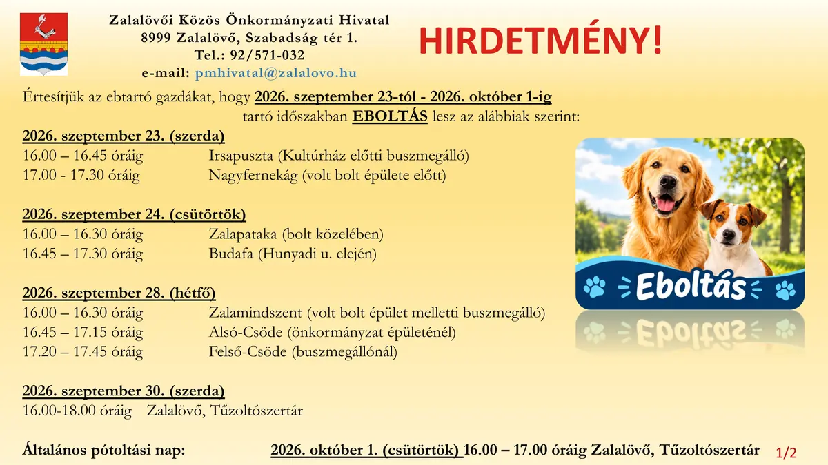 EBOLTÁS lesz 2026. szeptember 28-án — Csöde, Csöde