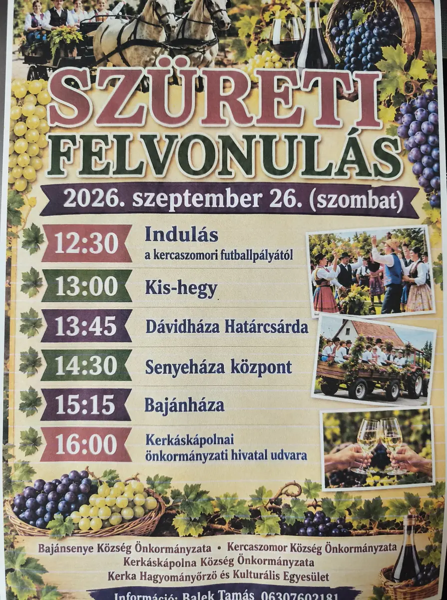 Szüreti felvonulás 2026. szeptember 26. — Kercaszomor, Kercaszomor