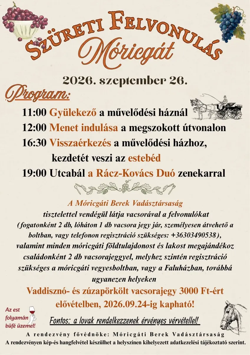 Szüreti felvonulás — Móricgát, Móricgát