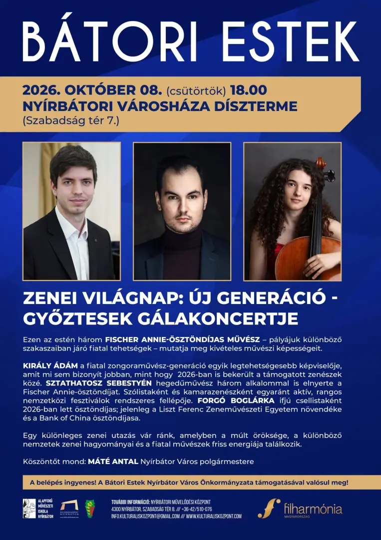 Új generáció - Győztesek gálakoncertje — Nyírbátori Kulturális Központ, Nyírbátor