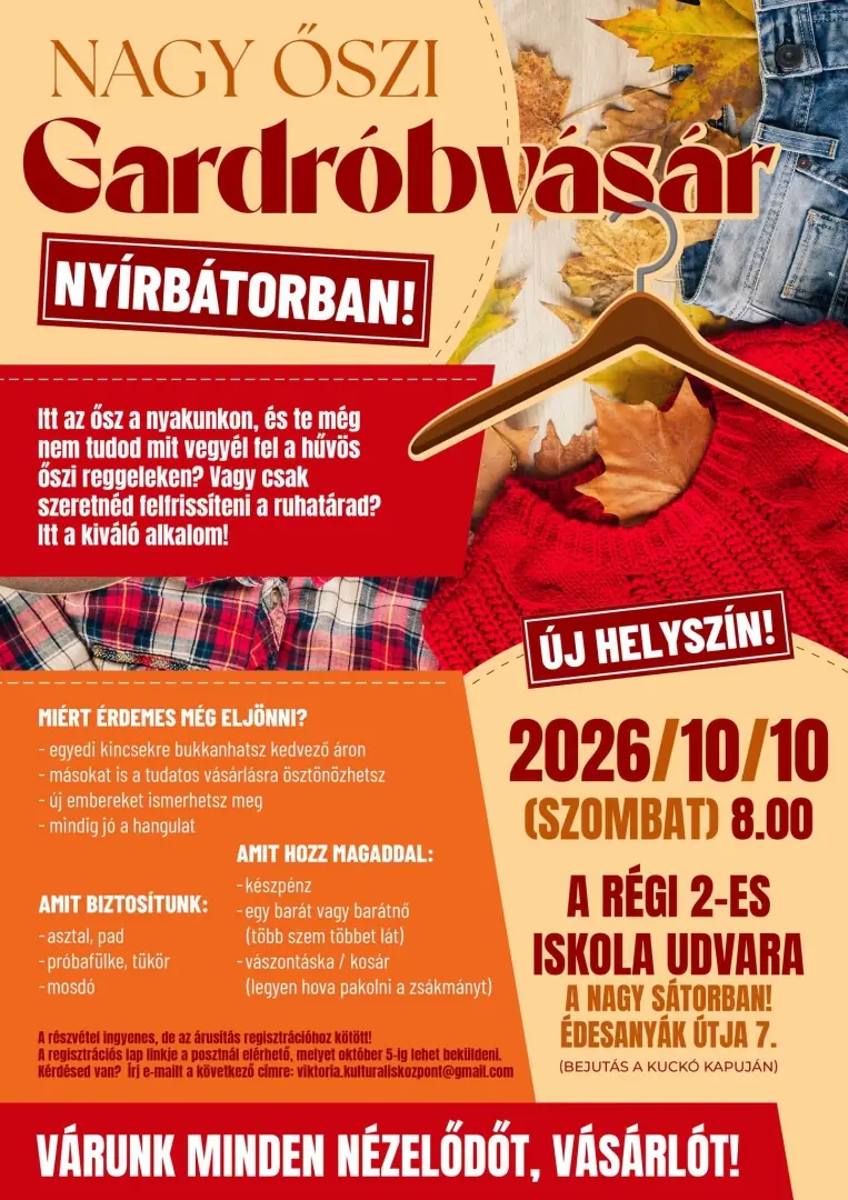 Gardróbvásár — Nyírbátori Kulturális Központ, Nyírbátor