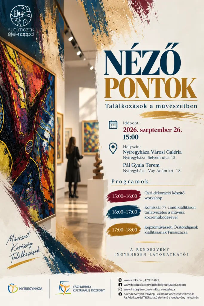 Nézőpontok | Találkozások a művészetben — Váci Mihály Kulturális Központ, Nyíregyháza