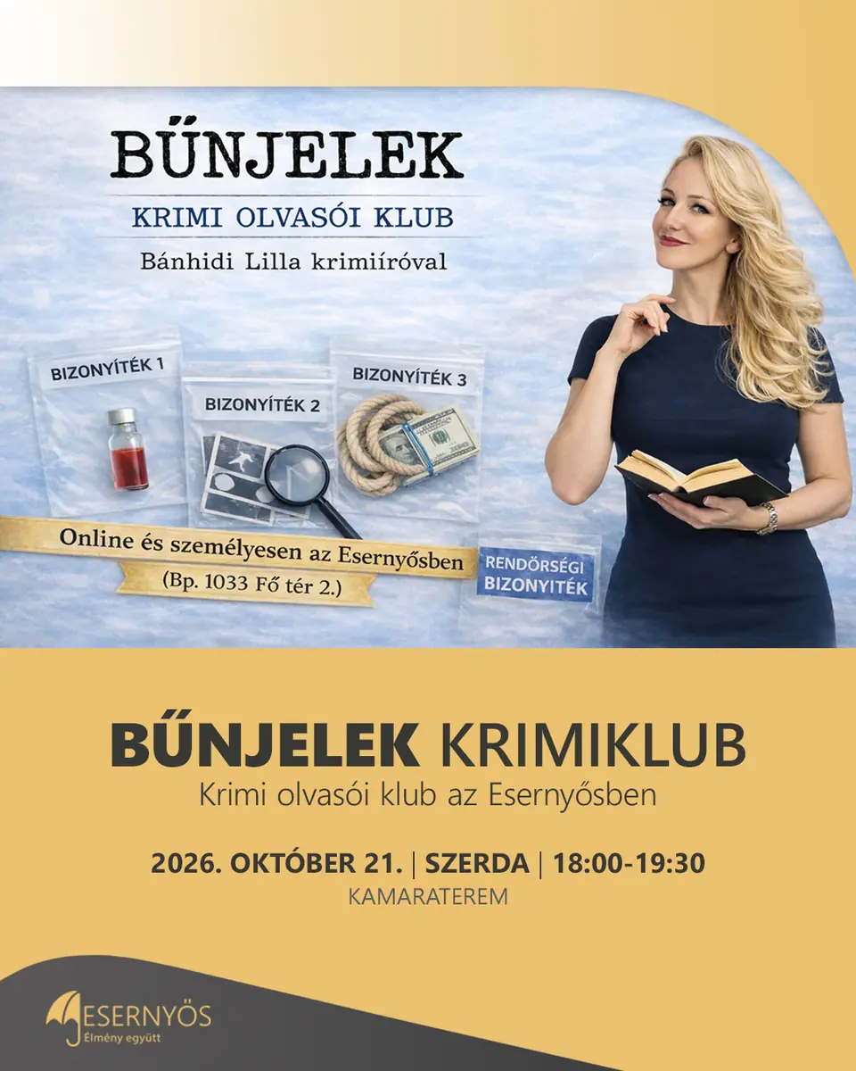 Bűnjelek Krimiklub Bánhidi Lillával — Esernyős kamaraterem, Budapest