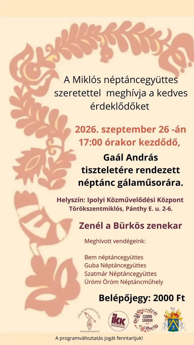 Néptánc gálaműsor — Ipolyi Közművelődési Központ, Törökszentmiklós
