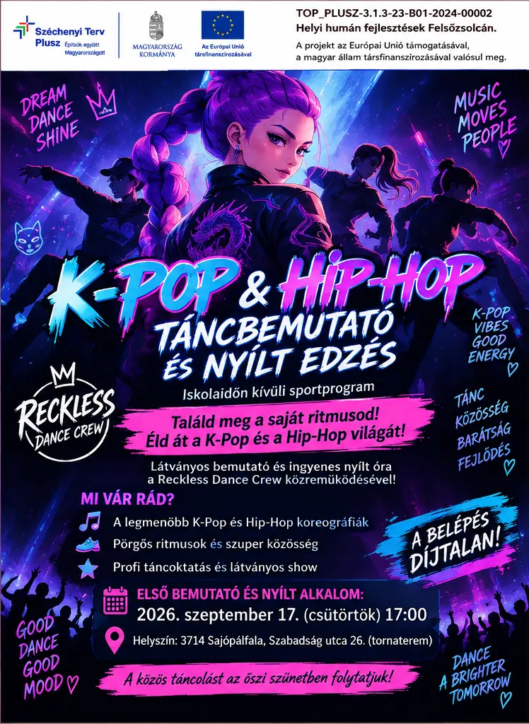 Mobilitás 2. nap – K-pop és hip-hop táncbemutató próba-órával — Sajópálfala, Sajópálfala
