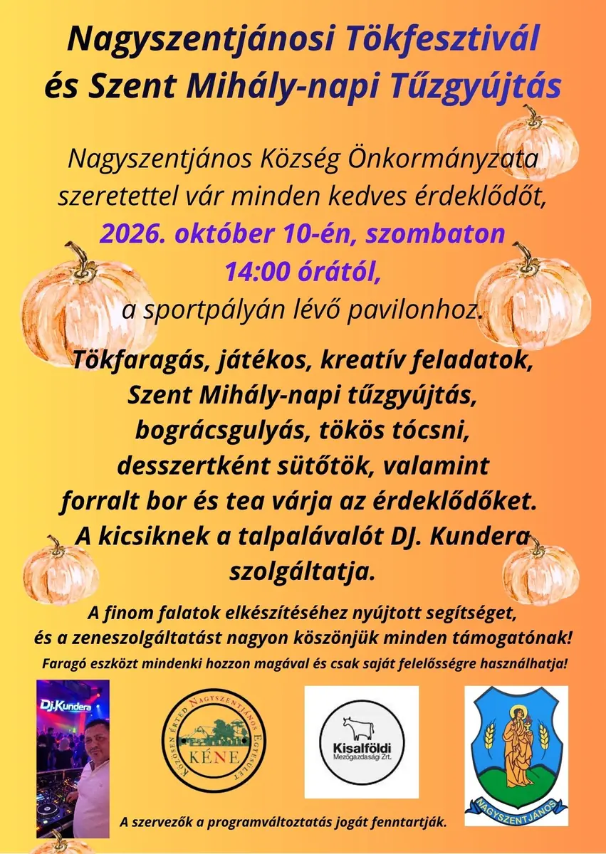Nagyszentjánosi Tökfesztivál és Szent Mihály-napi Tűzgyújtás — Nagyszentjános, Nagyszentjános