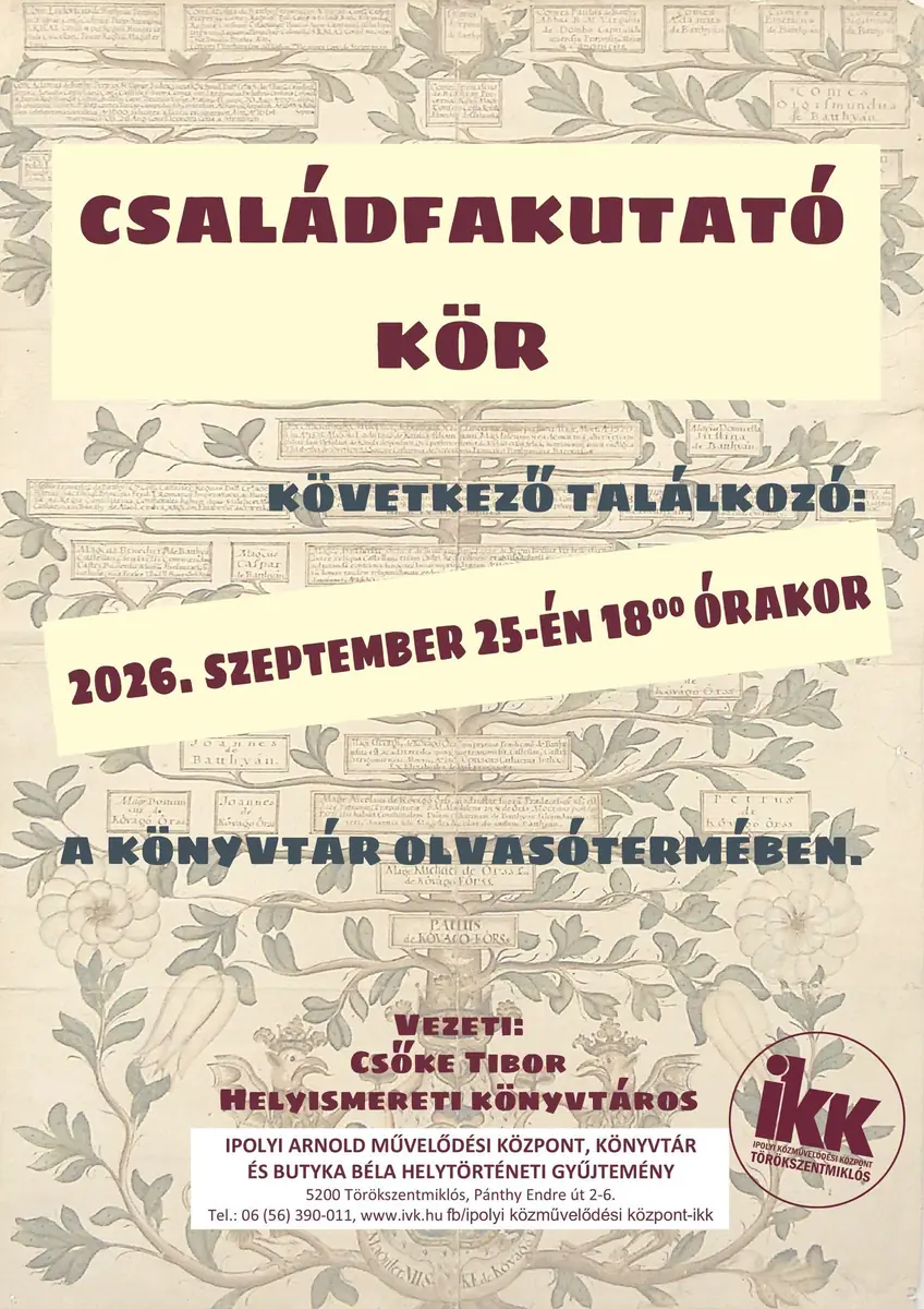 Családfakutató Kör — Ipolyi Közművelődési Központ, Törökszentmiklós