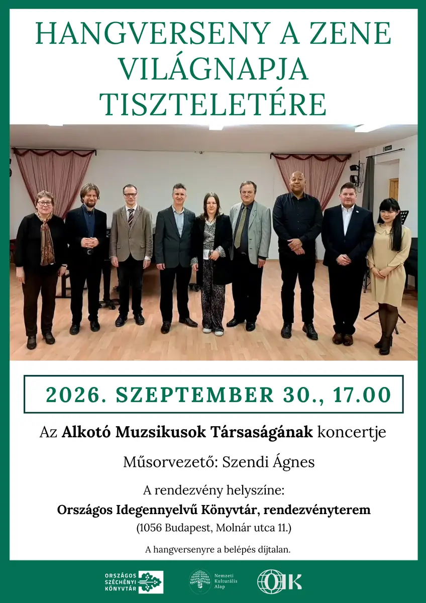 Hangverseny a Zene Világnapja tiszteletére · Országos Idegennyelvű Könyvtár, Budapest