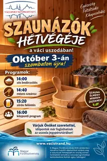 🔥Októberben újra Szaunázók Hétvégéje – Országos szauna szezonnyitó a váci uszodában! 🔥