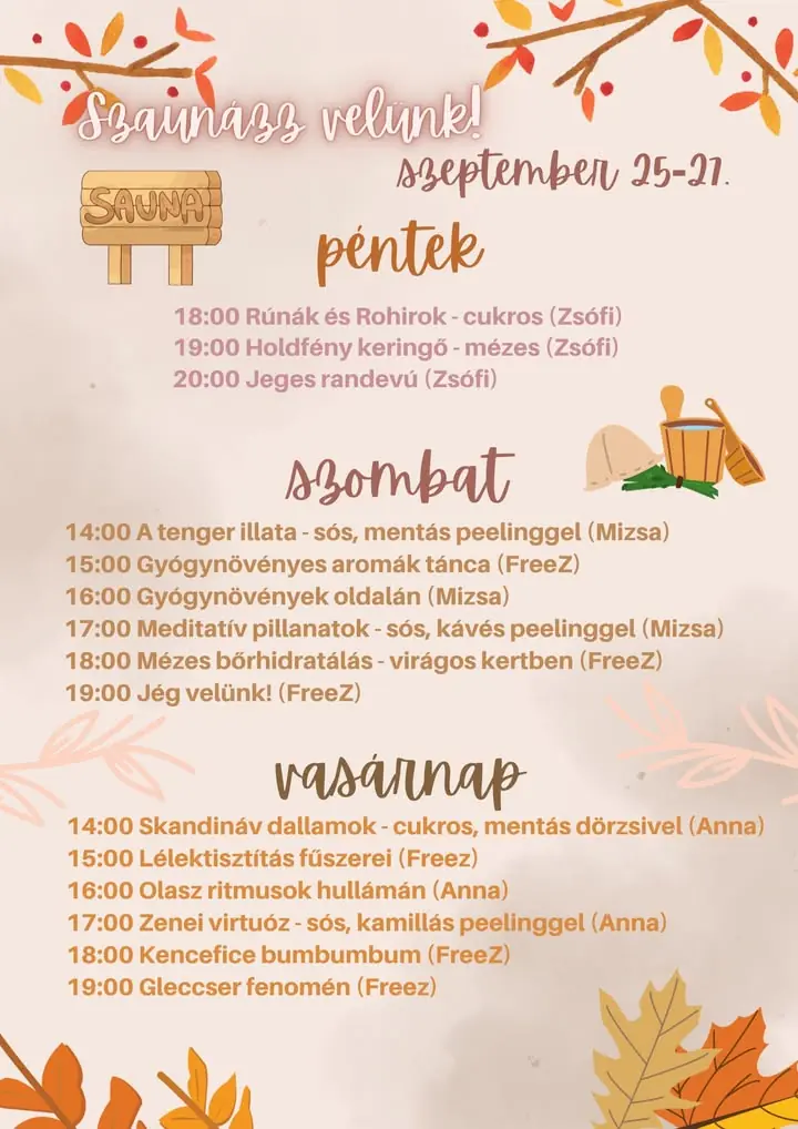Szaunaprogram - Szaunázz velünk a hétvégén! — Budaörs Városi Uszoda, Sportcsarnok És Strand, Budaörs