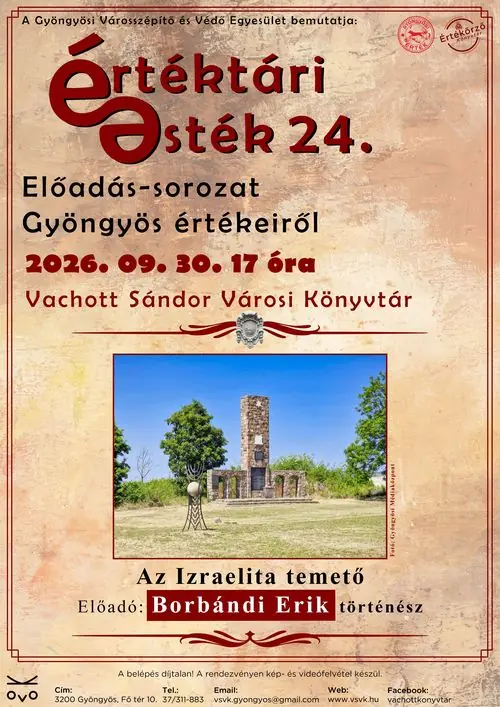 Értéktári Esték 24. Az Izraelita temető — Gyöngyös, Gyöngyös