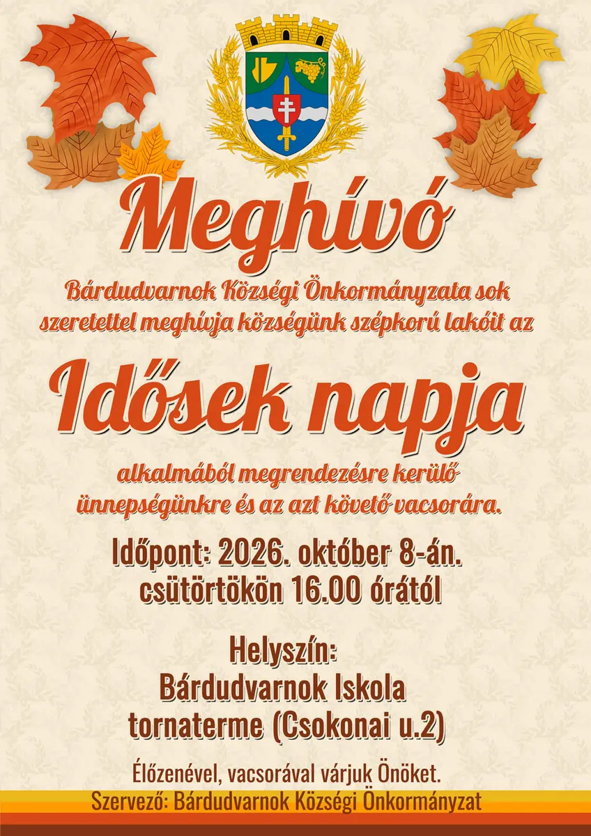 Meghívó – idősek Napja 2026 — Bárdudvarnok, Bárdudvarnok