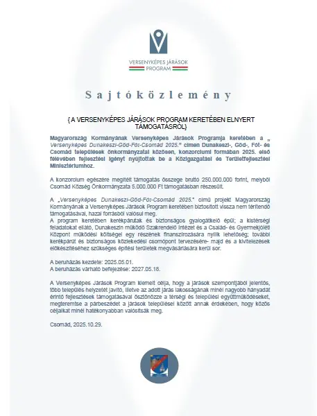 Versenyképes Járások Program · Csomád, Csomád