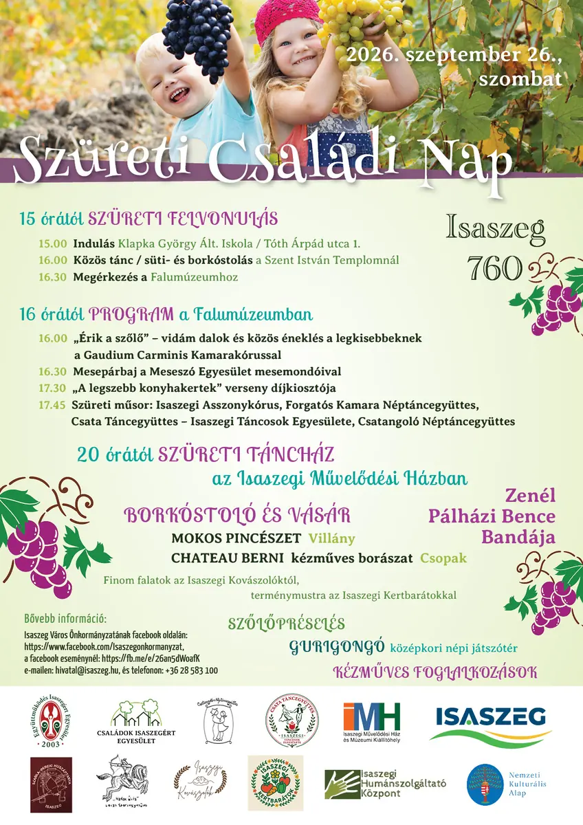 Szüreti felvonulás és családi nap - 2026.09.26. · Isaszeg, Isaszeg