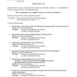 Meghívó - Képviselő-testületi ülés 2026.09.30. · Szigetszentmárton, Szigetszentmárton