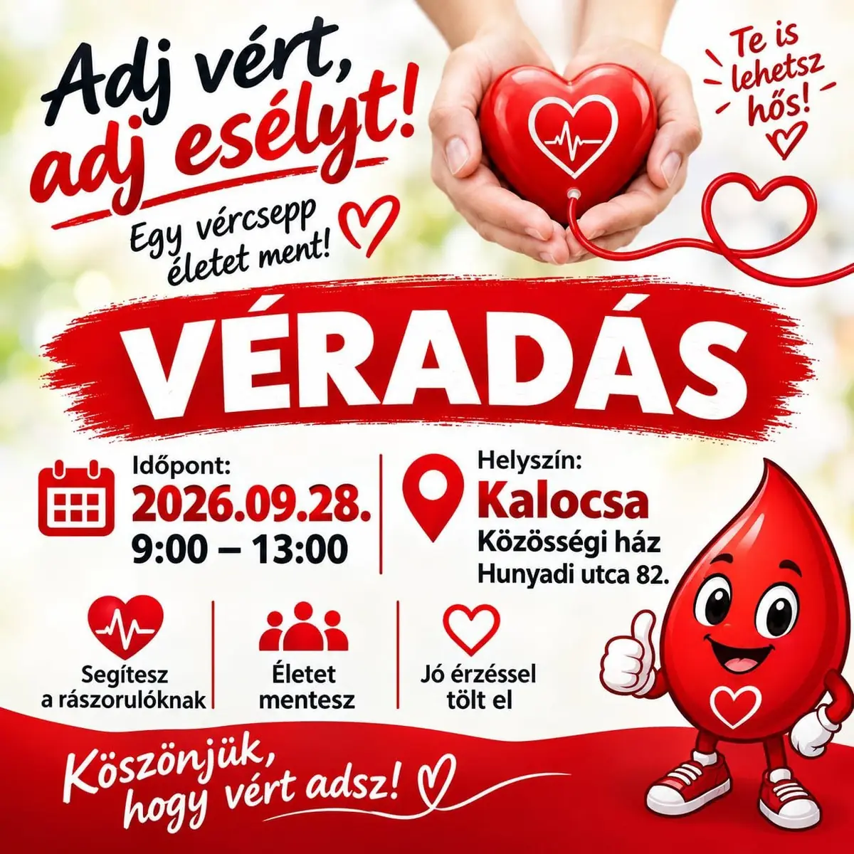 hétfőn véradás! · Kalocsa, Kalocsa