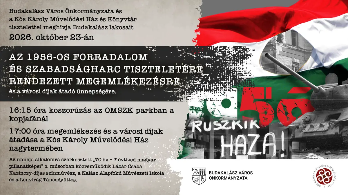 1956/2026 – Megemlékezés az 1956-os forradalom és szabadságharc tiszteletére · Bálterem, Budakalász