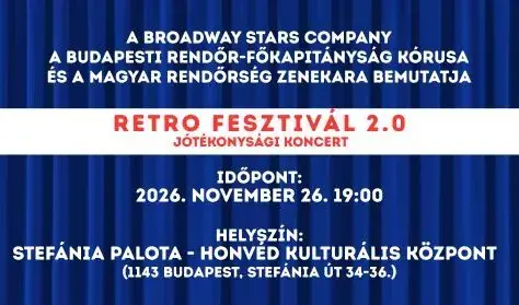 RETRO FESZTIVÁL 2.0 JÓTÉKONYSÁGI KONCERT — Stefánia Palota - Honvéd Kulturális Központ, Színházterem, Budapest