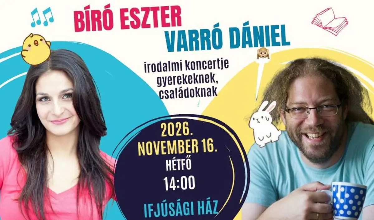 BÍRÓ ESZTER és VARRÓ DÁNIEL interaktív irodalmi koncertje — Újpesti Kulturális Központ nonprofit Kft. Polgár C, Budapest