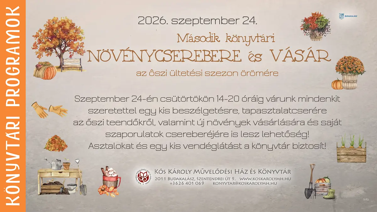 Könyvtári növény csere-bere és vásár — Kert, Budakalász