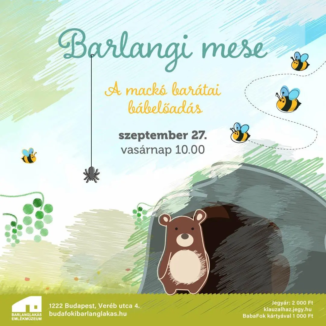 Barlangi mese A mackó barátai bábelőadás — Klauzál Gábor Művelődési Központ, Budapest
