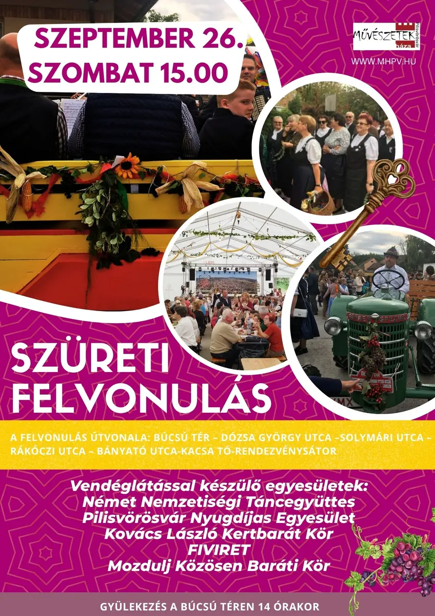 Szüreti felvonulás 2026 — Pilisvörösvár Művészetek Háza, Pilisvörösvár