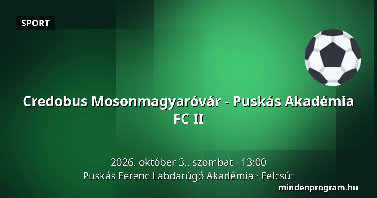 Credobus Mosonmagyaróvár - Puskás Akadémia FC II — Puskás Ferenc Labdarúgó Akadémia, Felcsút