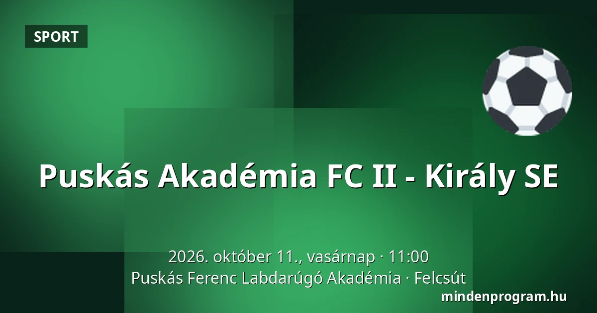 Puskás Akadémia FC II - Király SE — Puskás Ferenc Labdarúgó Akadémia, Felcsút