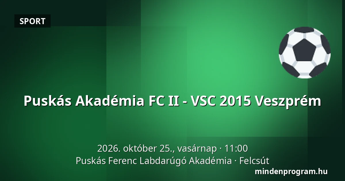 Puskás Akadémia FC II - VSC 2015 Veszprém — Puskás Ferenc Labdarúgó Akadémia, Felcsút