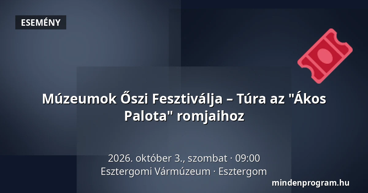 Múzeumok Őszi Fesztiválja – Túra az "Ákos Palota" romjaihoz · Esztergomi Vármúzeum, Esztergom