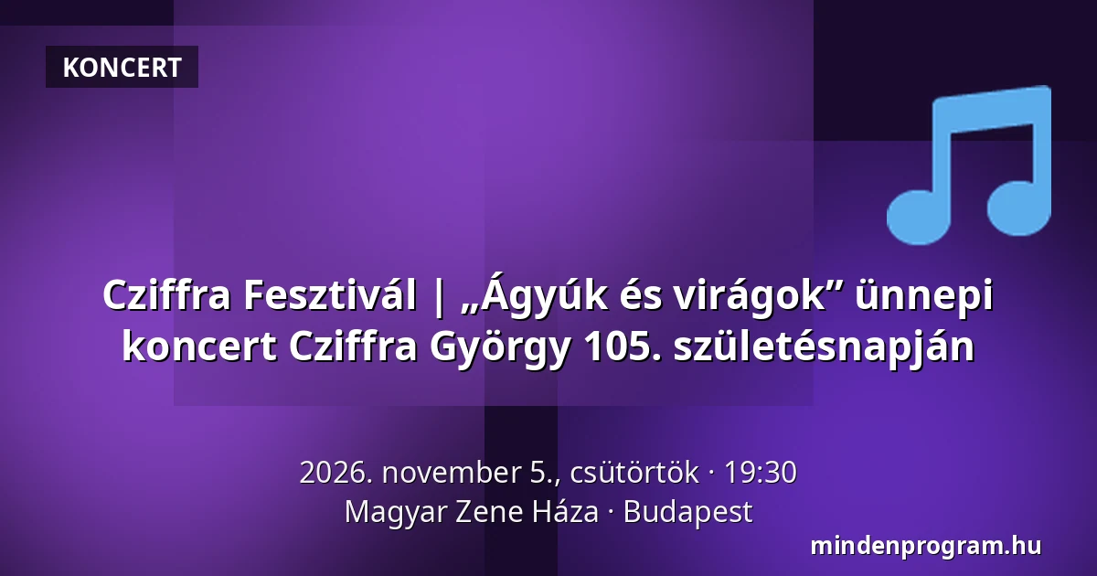 Cziffra Fesztivál | „Ágyúk és virágok” ünnepi koncert Cziffra György 105. születésnapján — Magyar Zene Háza, Budapest