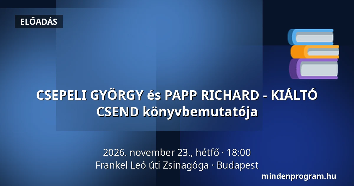 CSEPELI GYÖRGY és PAPP RICHARD - KIÁLTÓ CSEND könyvbemutatója — Frankel Leó úti Zsinagóga, Budapest